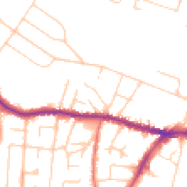Daytime road noise heatmap for SK9 5BR