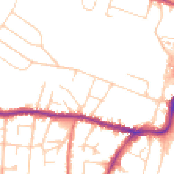 Daytime road noise heatmap for SK9 5BW