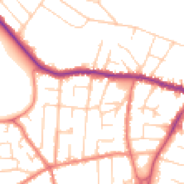 Daytime road noise heatmap for SK9 5HD