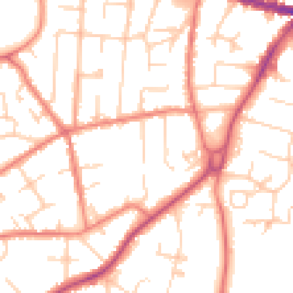 Daytime road noise heatmap for SK9 5JE