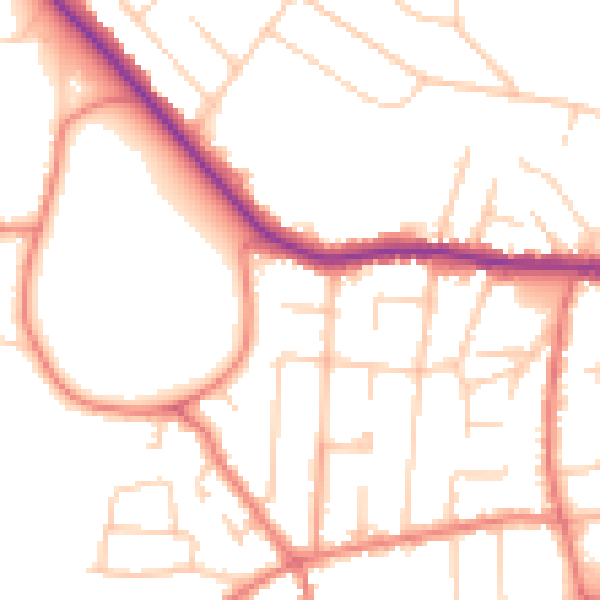 Daytime road noise heatmap for SK9 5JX