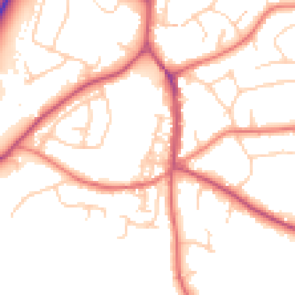 Daytime road noise heatmap for SK9 7ES