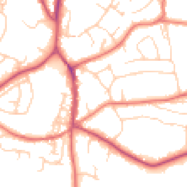 Daytime road noise heatmap for SK9 7NL