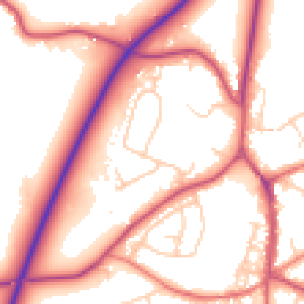 Daytime road noise heatmap for SK9 7RA
