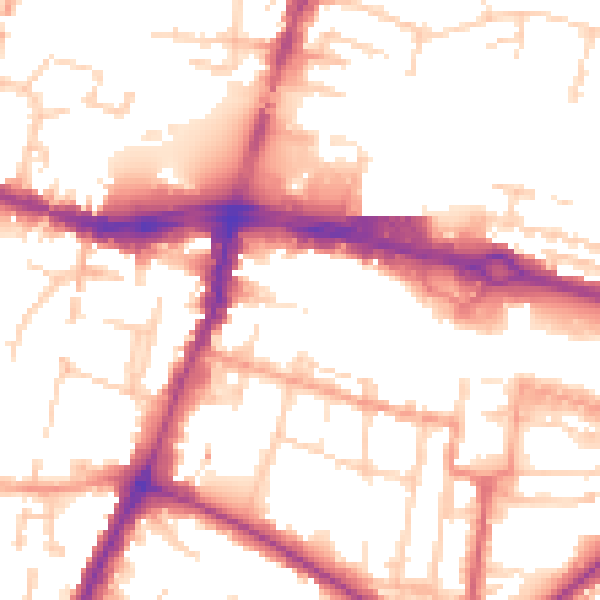 Daytime road noise heatmap for SL1 1DN