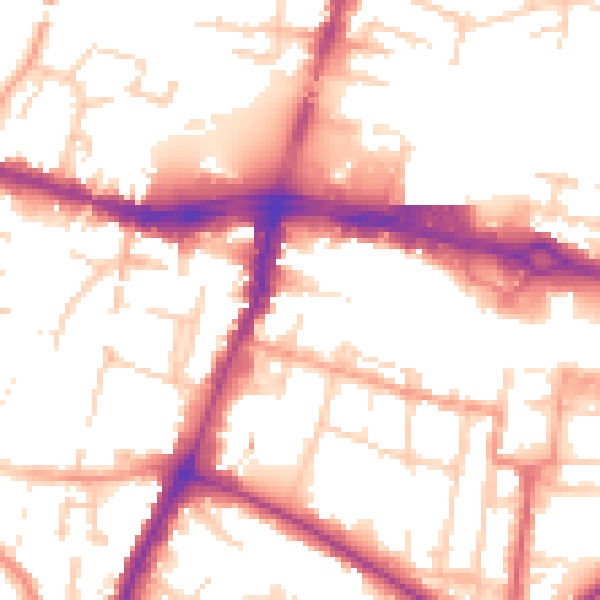 Daytime road noise heatmap for SL1 1GG