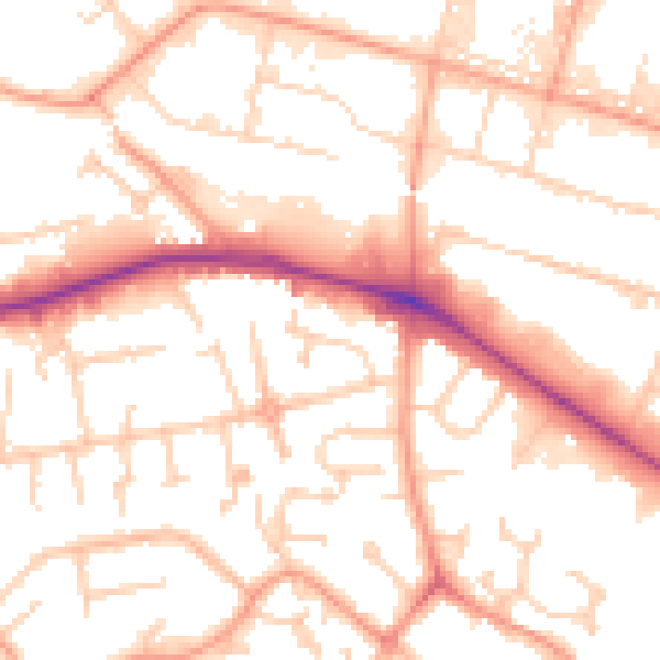 Daytime road noise heatmap for SL1 5HB