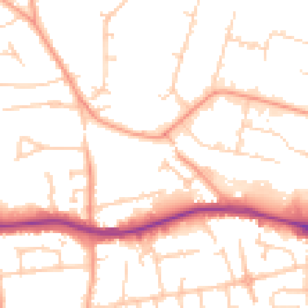 Daytime road noise heatmap for SL1 6LL