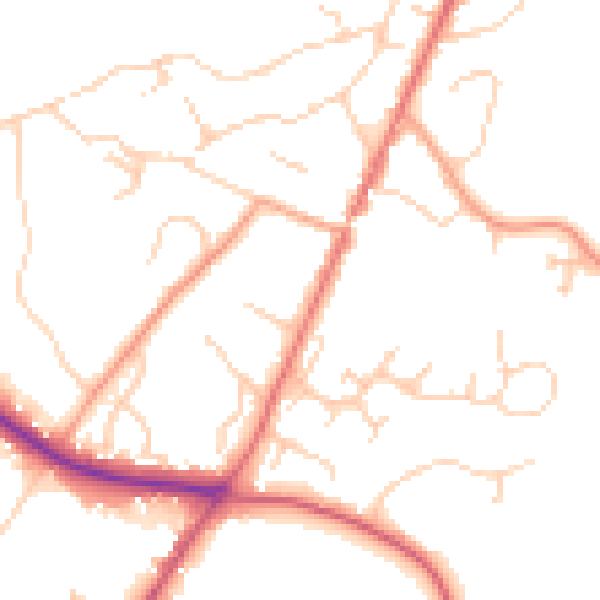 Daytime road noise heatmap for SL5 9NZ