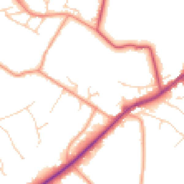 Daytime road noise heatmap for SL5 9QQ