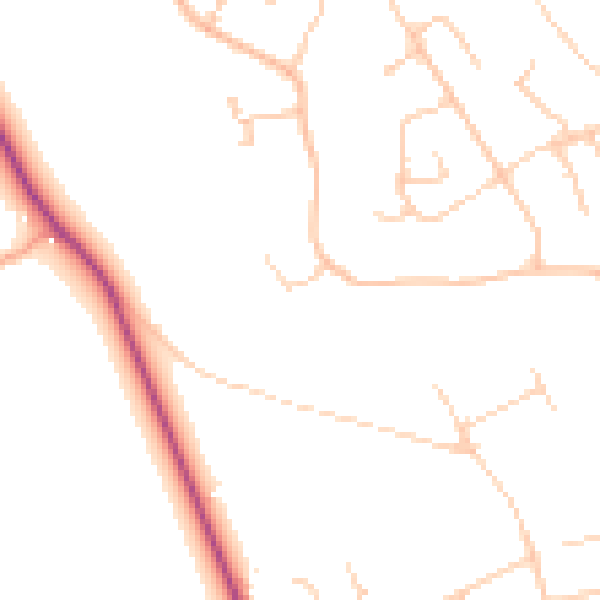 Daytime road noise heatmap for SL7 3NE