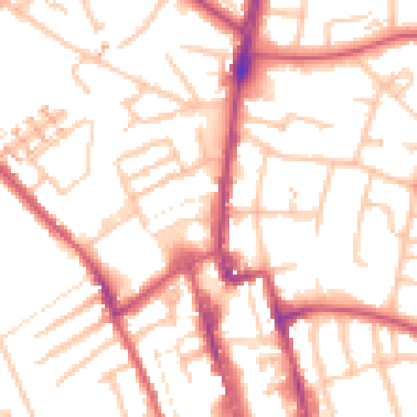 Daytime road noise heatmap for SM1 1AJ