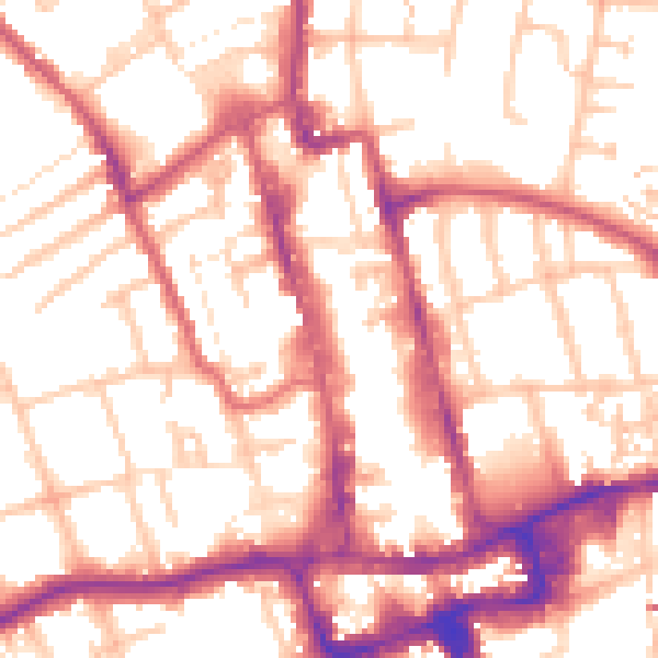 Daytime road noise heatmap for SM1 1AW