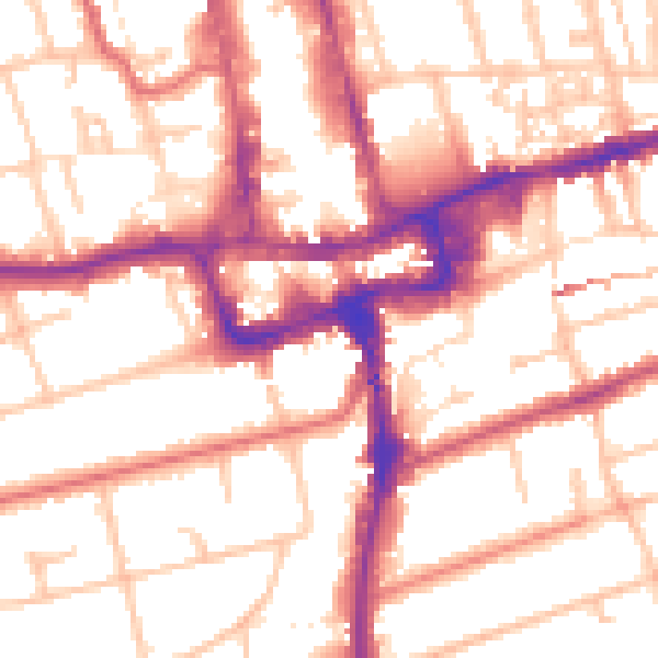 Daytime road noise heatmap for SM1 1BB
