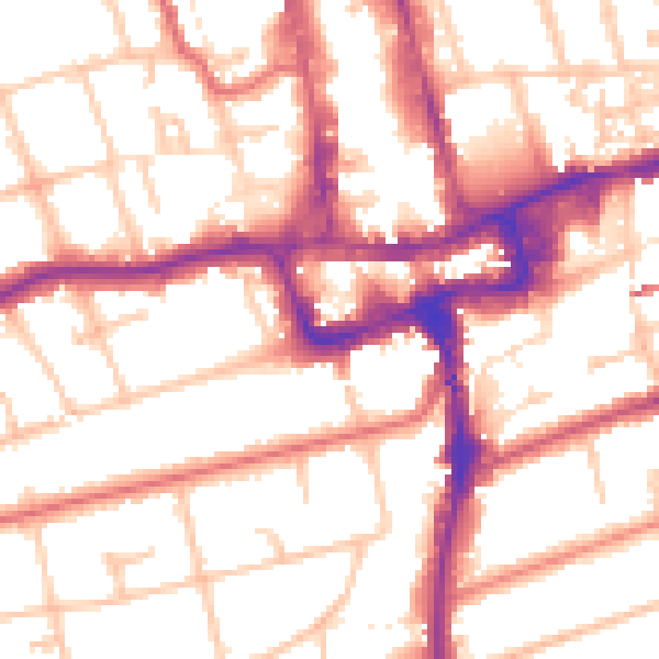 Daytime road noise heatmap for SM1 1BT