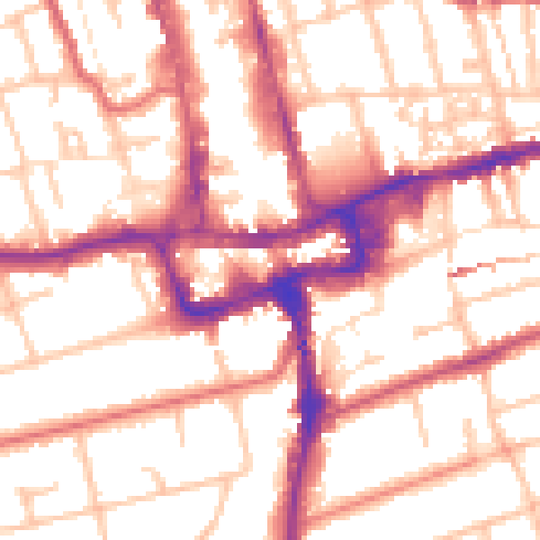 Daytime road noise heatmap for SM1 1DJ