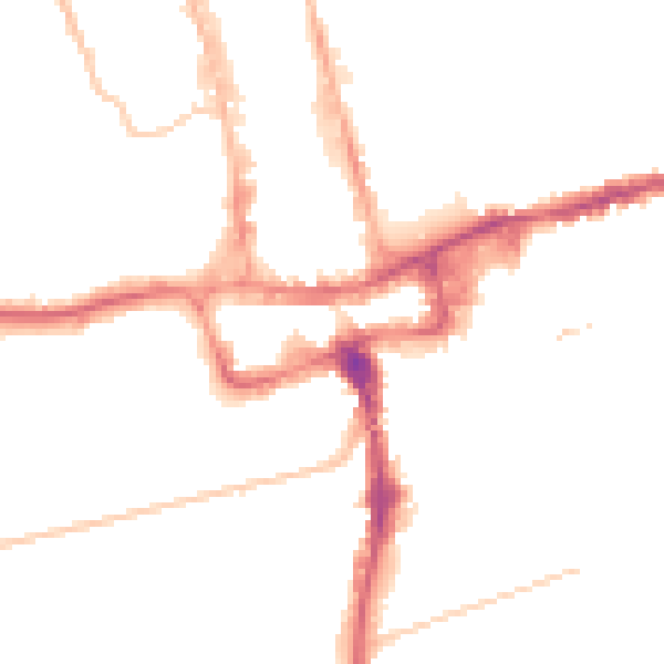 Night-time road noise heatmap for SM1 1DJ