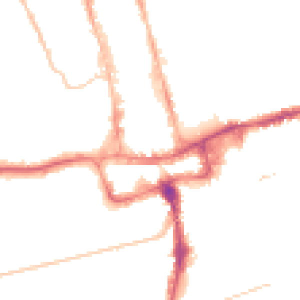 Night-time road noise heatmap for SM1 1DT
