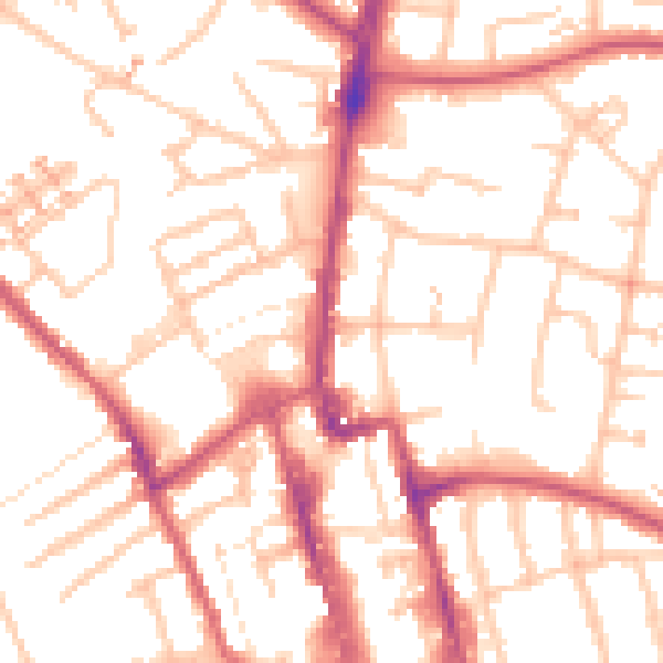 Daytime road noise heatmap for SM1 1GJ