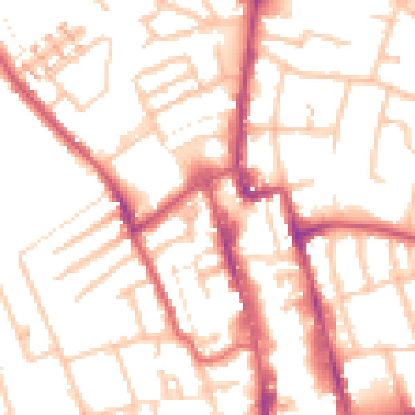 Daytime road noise heatmap for SM1 1JE