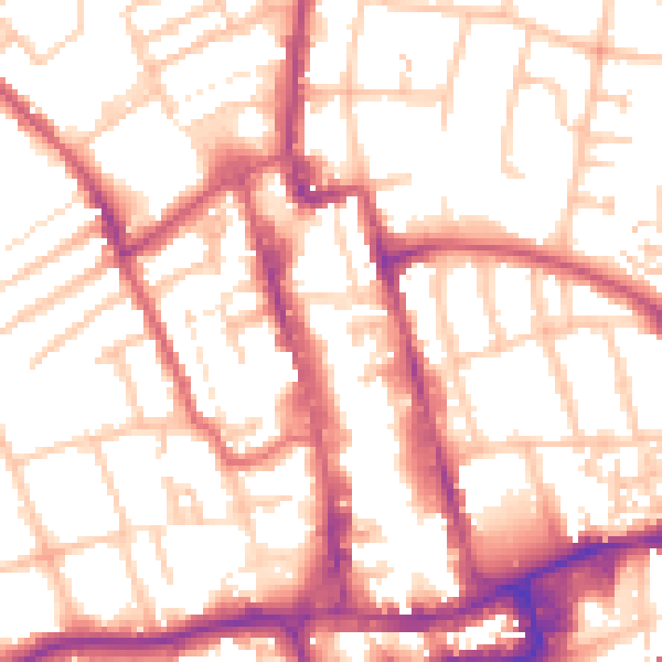 Daytime road noise heatmap for SM1 1JU