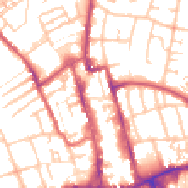 Daytime road noise heatmap for SM1 1LB