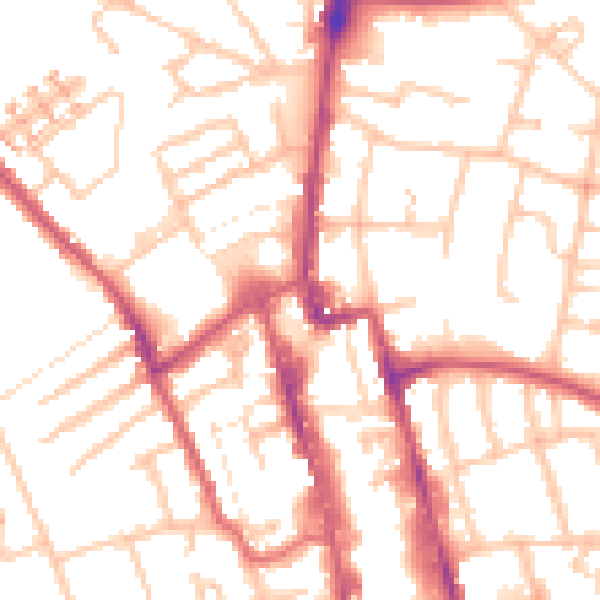 Daytime road noise heatmap for SM1 1LD