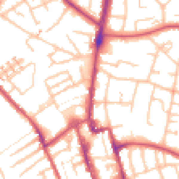 Daytime road noise heatmap for SM1 1LW