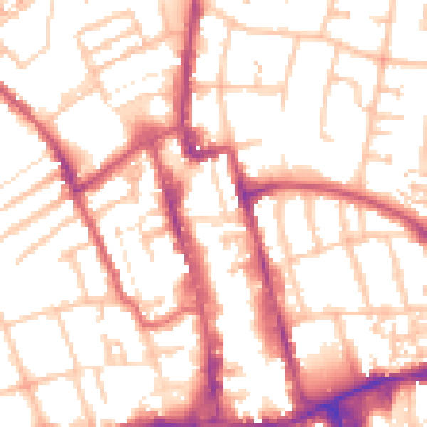 Daytime road noise heatmap for SM1 1NU