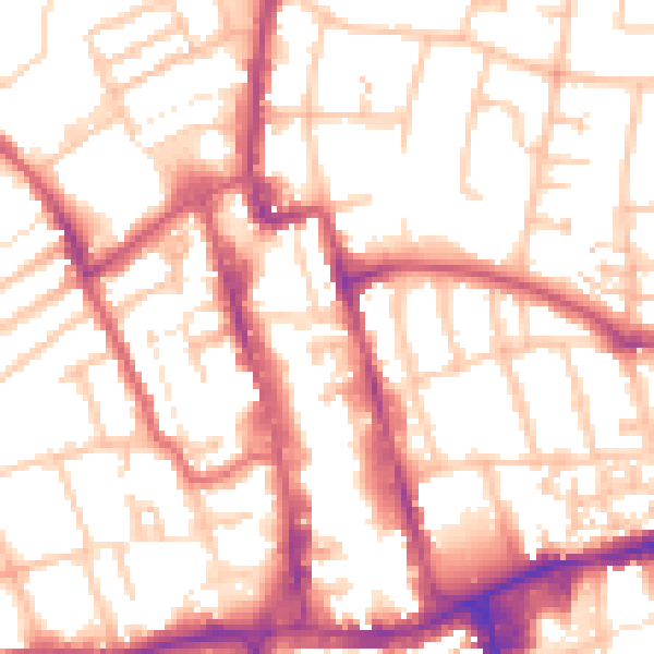Daytime road noise heatmap for SM1 1NZ