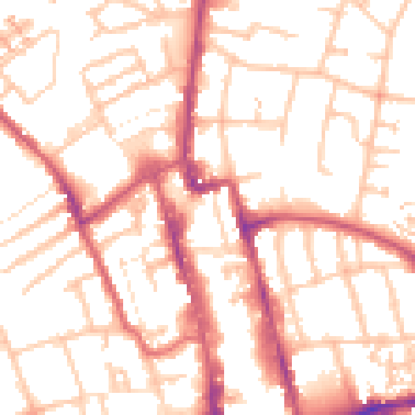 Daytime road noise heatmap for SM1 1PA