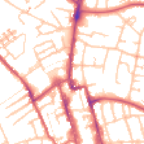 Daytime road noise heatmap for SM1 1PQ