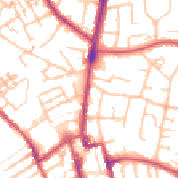 Daytime road noise heatmap for SM1 1QE