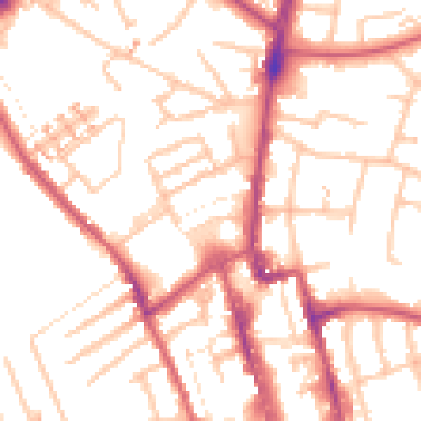 Daytime road noise heatmap for SM1 1QH