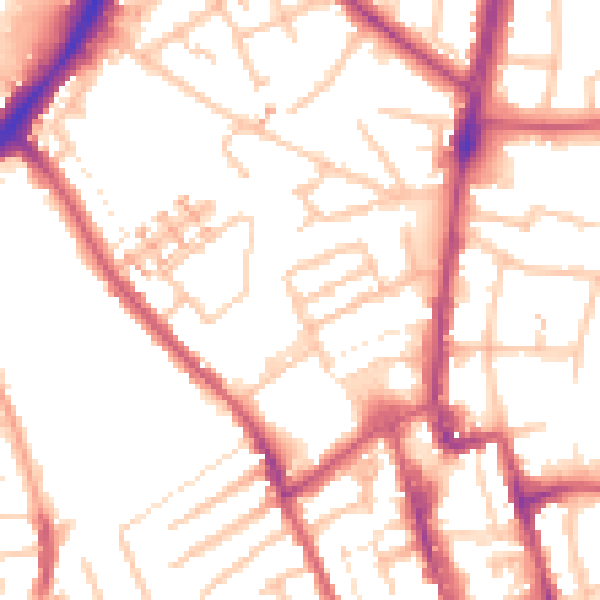 Daytime road noise heatmap for SM1 1QL