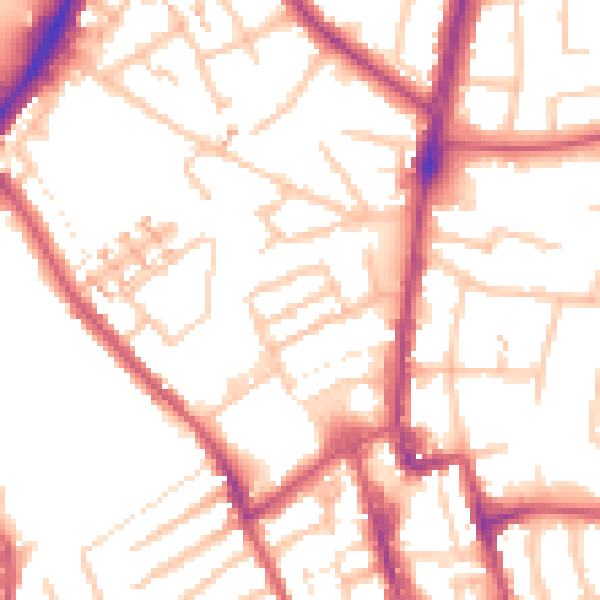 Daytime road noise heatmap for SM1 1QN