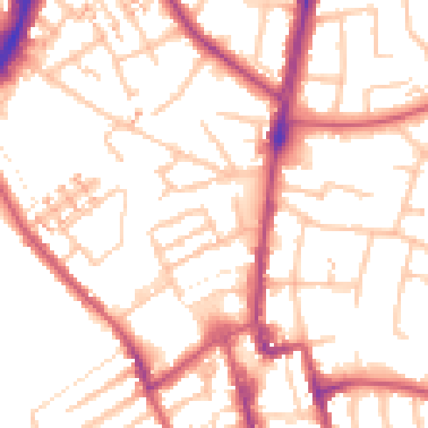 Daytime road noise heatmap for SM1 1QP