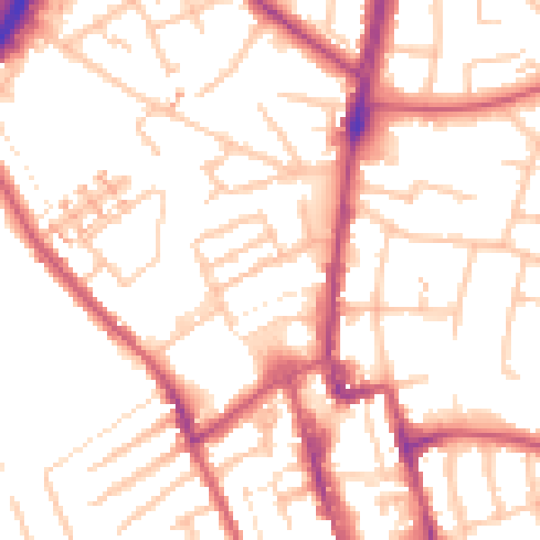 Daytime road noise heatmap for SM1 1QR