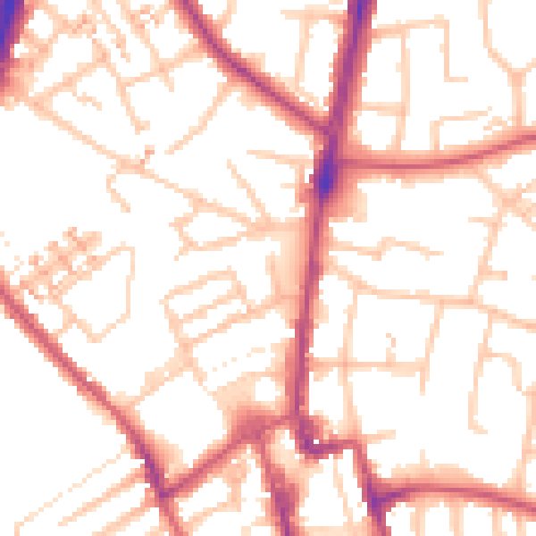 Daytime road noise heatmap for SM1 1QT