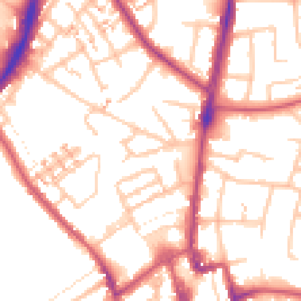 Daytime road noise heatmap for SM1 1QU