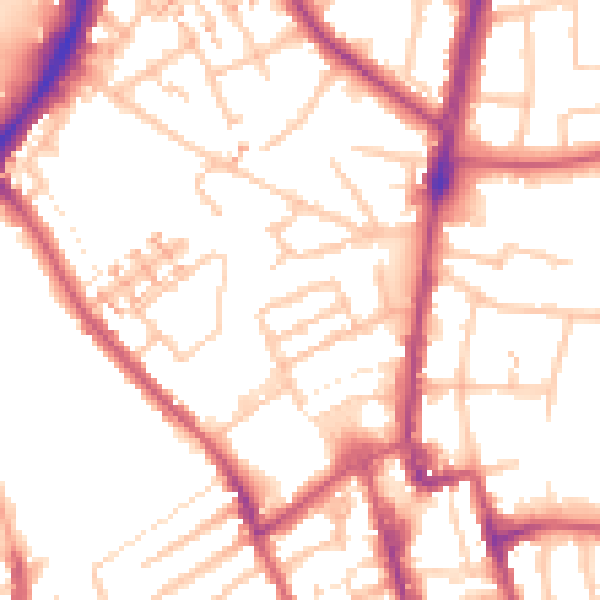 Daytime road noise heatmap for SM1 1QW