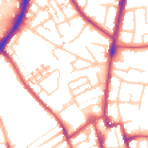Daytime road noise heatmap for SM1 1QX