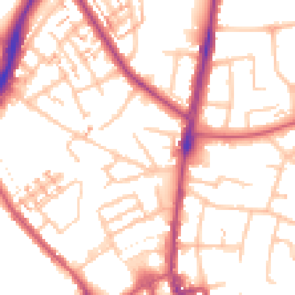 Daytime road noise heatmap for SM1 1RD