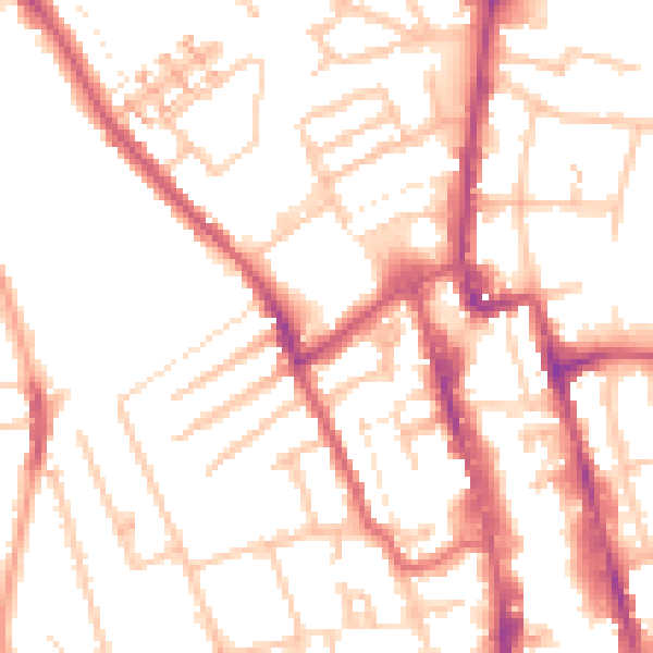 Daytime road noise heatmap for SM1 1SB