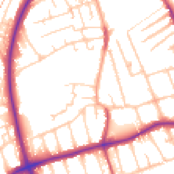 Daytime road noise heatmap for SM1 2AR