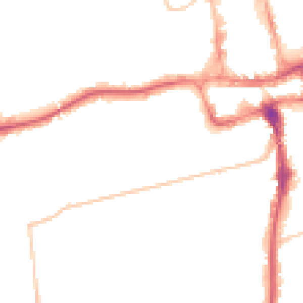 Night-time road noise heatmap for SM1 2AW