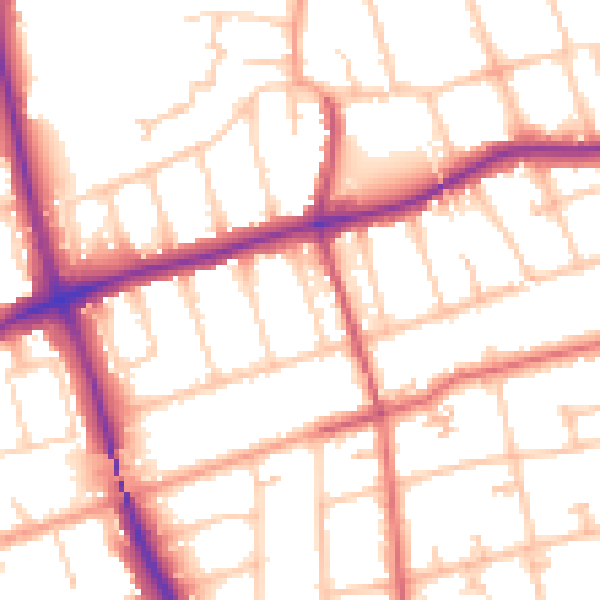 Daytime road noise heatmap for SM1 2BL