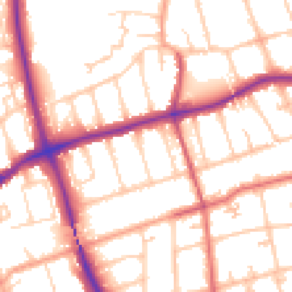 Daytime road noise heatmap for SM1 2BW