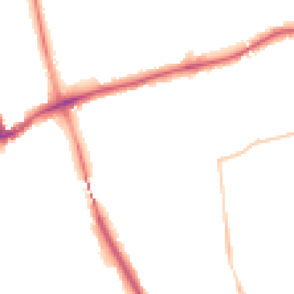 Night-time road noise heatmap for SM1 2DH
