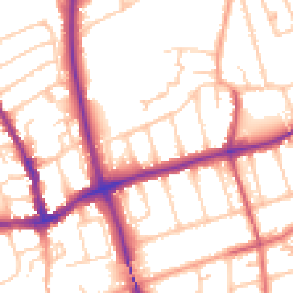 Daytime road noise heatmap for SM1 2ED